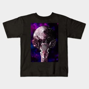 Gazelle antelope in galaxy with full moon Kids T-Shirt